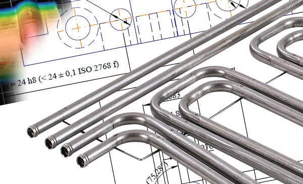 Steel tubes bent in a meandering shape with shaped beads